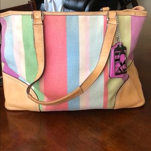 Pastel striped coach bag